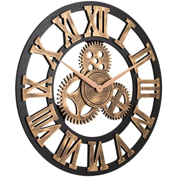 40 cm zegar ścienny nowoczesny design retro cyfry rzymskie ścienny zegar nie tyka zębate zegar metal Złoty duży salon dekoracji
