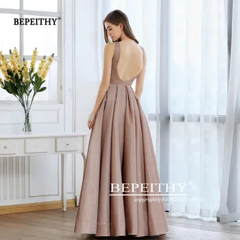 BEPEITHY nowy A-line blask złota sukienka z długim 2020 Robe De Soiree odblaskowe sexy backless Prom sukienka Abendkleider