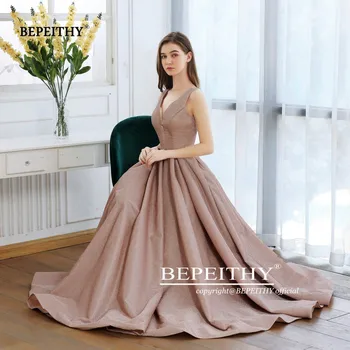 BEPEITHY nowy A-line blask złota sukienka z długim 2020 Robe De Soiree odblaskowe sexy backless Prom sukienka Abendkleider