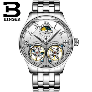 Szwajcarskie zegarki mechaniczne Binger męskie luksusowej marki sapphire lustro wodoodporne zegarki męskie