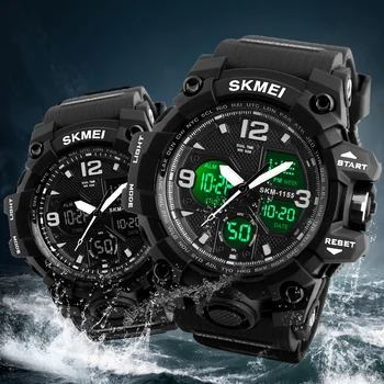 Nowe modne męskie sportowe zegarek SKMEI Men kwarcowy analogowy led zegar cyfrowy Man Military Watch Wodoodporny Relogio Masculino 1155B