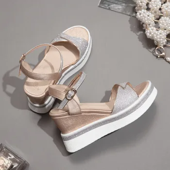 MEMUNIA 2020 nowa dostawa kliny sandały na platformie damskie casual buty wieczorowe klamra eleganckie letnie sandały Damskie duży rozmiar 42