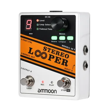 Ammoon STEREO LOOPER gitara pedał 10 niezależnych pętli gitara elektryczna pedał efektów 10 min czas nagrywania nieograniczony nakładka