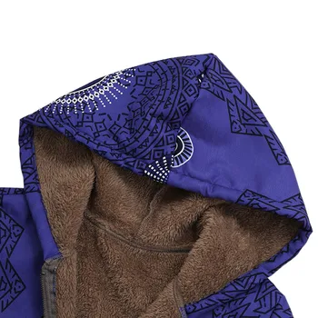 Płaszcze zimowe damskie parku damska zimowa ciepła odzież etniczny print z kapturem, kieszenie wzór oversize płaszcz plus size S-5XL