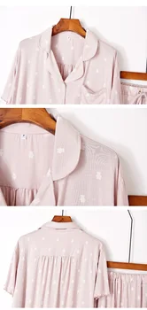 Letnia strona odzież Damska, bawełniana piżama z nadrukiem spodenki z krótkim rękawem zestaw z dwóch części białe różowe kolory piżamy dla kobiet