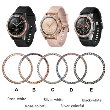 Diament pierścień pierścień dla Samsung Galaxy Watch 42 mm różowe złoto metal klej Acces zderzak akcesoria pokrowiec anty zarysowania pokrywa ramka