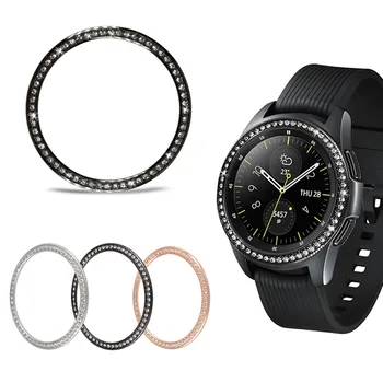 Diament pierścień pierścień dla Samsung Galaxy Watch 42 mm różowe złoto metal klej Acces zderzak akcesoria pokrowiec anty zarysowania pokrywa ramka
