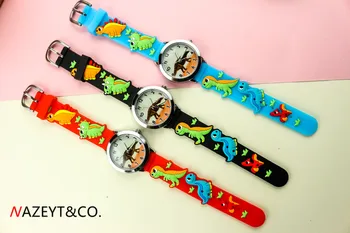 Chłopcy zegar dinozaur twarz małe dzieci 3D kreskówki zegarek kwarcowy student świecące ręce silikonowe prezent zegarek