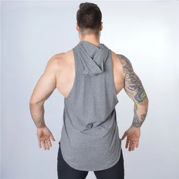 Nowi ludzie, bawełniana Koszulka casual moda Mike ' a siłownie fitness kamizelka z kapturem bez rękawów sportowa koszulka trening jogging kamizelka mężczyźni