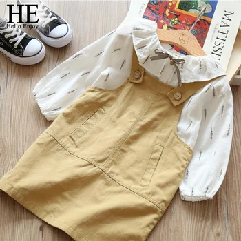 HE Hello Enjoy Kids jesienna odzież Dziewczyna Clothing Set For Long Sleeve T Shirt+Dress 2pcs Children Girls Tracksuit Baby Outfits