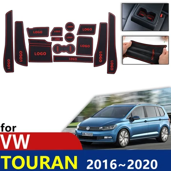 Antypoślizgowe gumowe kubek poduszka drzwi ROWEK mata do VW Touran Volkswagen MK2 2016 2017 2018 2019 2020 akcesoria mata do telefonu