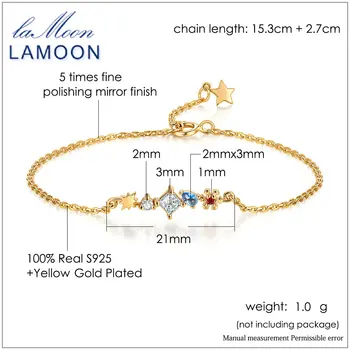 LAMOON bransoletka dla kobiet kolorowe łzy krople cyrkonia prosty styl 925 srebro biżuteria Charm sztuk biżuterii LMHI057