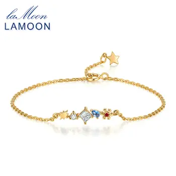 LAMOON bransoletka dla kobiet kolorowe łzy krople cyrkonia prosty styl 925 srebro biżuteria Charm sztuk biżuterii LMHI057