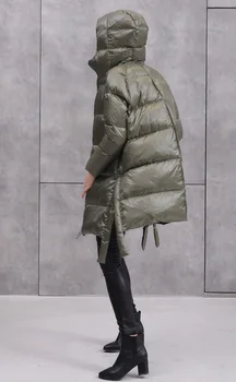 95% puch kaczy ciepłe parki płaszcz zimowa moda marka gruby ciepły dół kurtki kobiet nieregularne długość projekt podziału dół kurtki F331