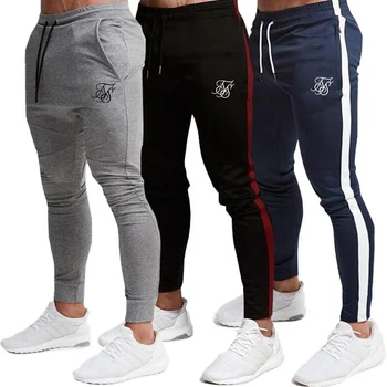 Sik jedwabne, Męskie spodnie fitness wąskie spodnie wiosna elastyczny Kulturystyka spodnie treningowe utwór dolne spodnie mężczyźni biegacze sportowe spodnie