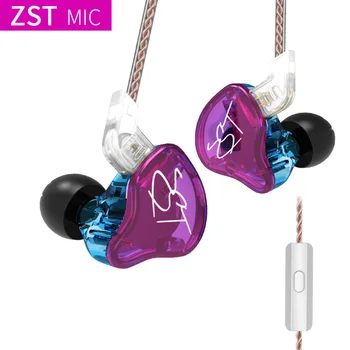 AK Original KZ ZST Colorful BA DD In Ear słuchawki hybrydowy zestaw HIFI bass-słuchawki z mikrofonem wymieniony kabel ZSN