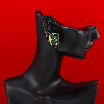 ZHUKOU creative square Crystal Stud Earrings włoski styl kolczyki eleganckie damskie wieczorowe biżuteria model:VE303