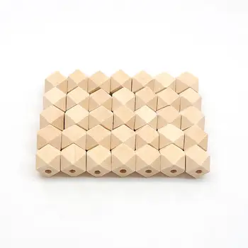 Chenkai 20mm 100szt drewniane niedokończone koraliki sześciokąt geometryczny koraliki naturalne koraliki DIY Baby Teether Nacklace akcesoria