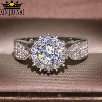 Elegancki damski garland Cyrkon rocznica biżuteria wysokiej jakości diament cienki Kryształ ślubne obrączki z brylantem dla kobiet