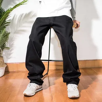 Hip-Hop Harem Jeans Mężczyźni Losowe Temat Luźne Jeansowe Spodnie Kowboj Straigth Spodnie Czarne Jeans Rozmiar Plus Odzież Męska