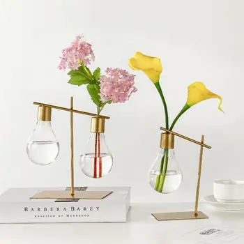 Wazon na kwiaty ozdoba domu doniczka skandynawskie dekoracje wazony do kwiatów kompozycja Wazon Hydroponika kwiatowy ornament (Złoty)