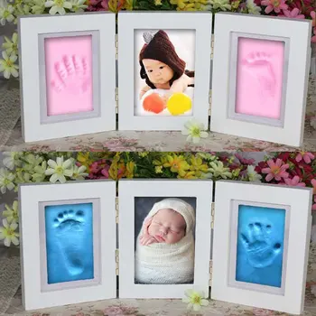 Plac ramka lustrzana ramka Baby Footprint Hand Print Frame 3 pudełka szklany prostokąt koreańska sztuka 0,67 kg (1,48 funta.)