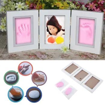 Plac ramka lustrzana ramka Baby Footprint Hand Print Frame 3 pudełka szklany prostokąt koreańska sztuka 0,67 kg (1,48 funta.)