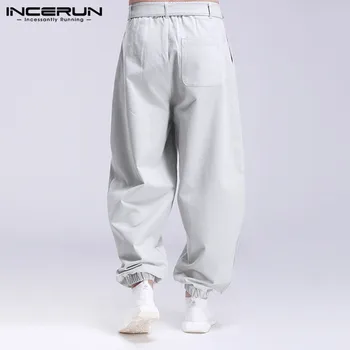 INCERUN moda mężczyzna dorywczo spodnie jednolity kolor koronki w górę biegacze temat spodnie sportowe odzież uliczna kieszenie męskie spodnie spodnie 2020
