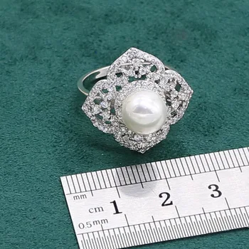 Biała perła 925 srebro biżuteria dla kobiet Cyrkonią bransoletka kolczyki naszyjnik wisiorek pierścionek