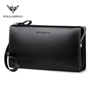 WilliamPolo Luxury Brand Film shift skórzane portfele męskie portfele zapinane na zamek pędzelkiem projekt kopertówka torebki damska worek pieniędzy karta kredytowa