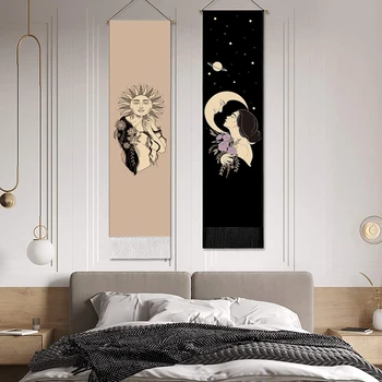 Słońce fazy Księżyca tkaniny do dekoracji wnętrz zaćmienie księżyca zmiana fazy Księżyca na ścianie gobelin dekoracji sypialni akcesoria