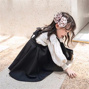 LILIGIRL Girls Sweet Dress Suits New Baby Long-sleeve T-Shirt Tops+Vest Kids Dresses Outfit for Children Clothes Set