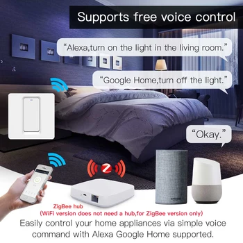 WiFi, ZigBee Smart Push Button Switch No Neutral Required Smart Life Tuya APP Alexa Google Home Voice Control 2/3 Way EU UK