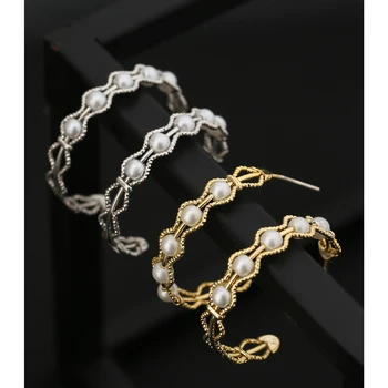 YMYW znakomity sztuczne perły okrągłe hoop kolczyki trzon moda Urok koreański modne słodka biżuteria loki d ' oreilles femmes
