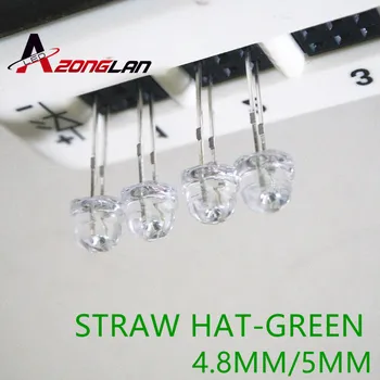 1000szt 5 mm przezroczysta soczewka zielona dioda led światło 5 mm słomkowy kapelusz Ultra jasny szeroki kąt led dioda kontrolna przez otwór