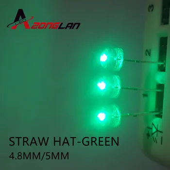 1000szt 5 mm przezroczysta soczewka zielona dioda led światło 5 mm słomkowy kapelusz Ultra jasny szeroki kąt led dioda kontrolna przez otwór