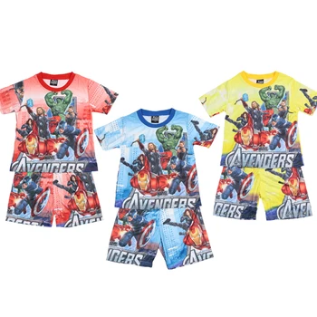 2021 nowy kreskówka letni chłopcy spodnie пижамный garnitur wzory z krótkim rękawem garnitur dark Avenger Alliance dla dzieci odzież Dziecięca zestawy