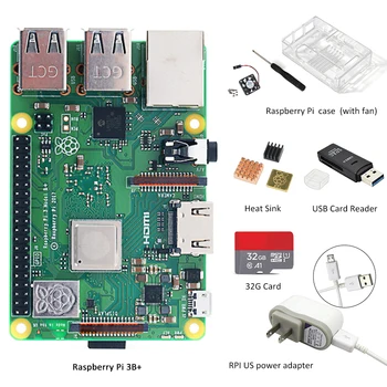 W przypadku Raspberry pi 3b plus screen kit +5-calowy ekran + 32G TF card + multi-czytnik kart + chłodnica +zasilacz EU/US+etui
