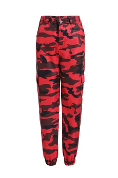 Nowe Damskie Jesienne Modne Kamuflażu Spodnie Plus Size Temat Spodnie Wysokiej Jakości Spodnie Treningowe Czerwony Kamuflaż Jogging Spodnie
