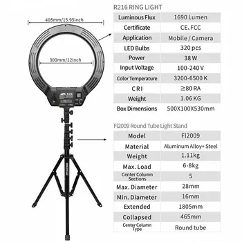 Kamera studio fotograficzne telefon wideo zasilanie z akumulatora 16 cali 40 cm 320шт LED Ring Light Dimmable Photography Ring lampa ze statywem