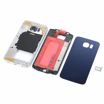 SAMSUNG Galaxy S6 SM-G920 G920F G920A G920P obudowa (szklana pokrywa baterii +średnia ramka +przednia ramka+ gniazdo dla karty Sim)