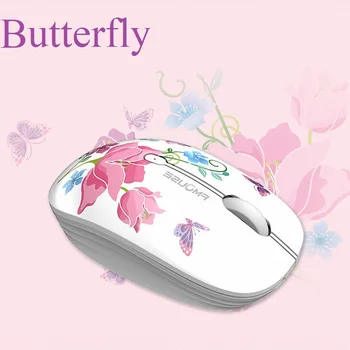 Mysz bezprzewodowa 2.4 G przenośne ciche i ergonomiczne myszy do KOMPUTERA Mac laptopa materiały biurowe motyl kwiaty ekskluzywny wygląd