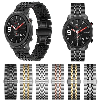 Pasek do zegarka ze stali nierdzewnej dla xiaomi Huami Amazfit GTR 47mm 42mm/GTS Watch Band for Amazfit bip/Stratos 3 2 Metal Classic Strap