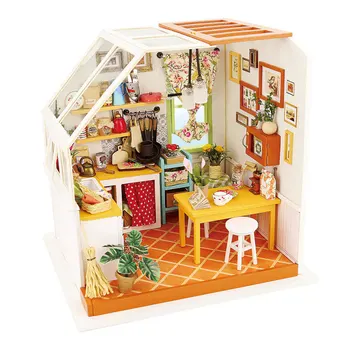 Robotime 15 gatunków DIY dom z meblami dla dzieci dla dorosłych miniaturowy drewniany domek dla Lalek model budynku zestawy domek dla lalek zabawki w prezencie