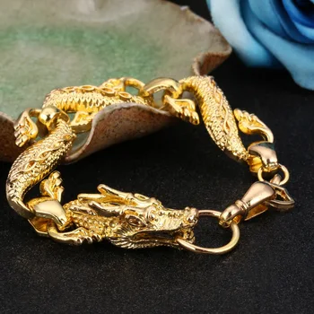 Sprzedaż hurtowa złoty Smok projekt łańcuszek bransoletka bransoletki dla mężczyzn dla kobiet unikalne okrągłe łańcuchy i ogniwa bransoletki dla mężczyzn biżuteria