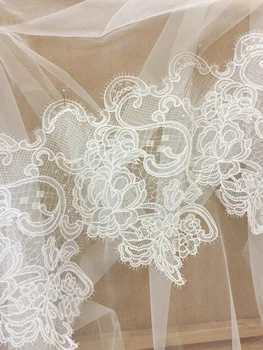 2 stoczni jakość Off white welon haft koronki tkanina wykończenie na ślub welony лифы koronki 28 cm szerokości