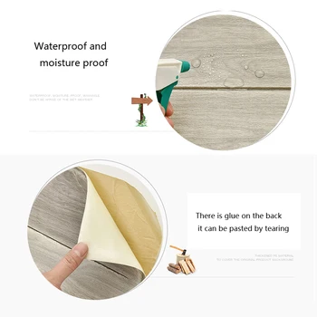 DIY Wood grain 3D wall stickers aterproof self-adhesive for kids room, bedroom decoration foam room tapety wall sticker