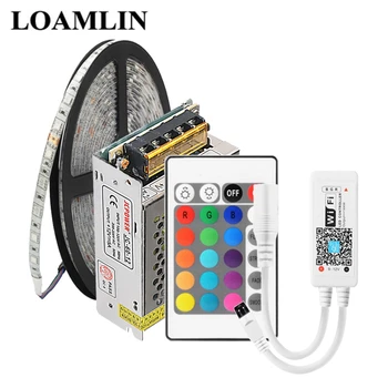 5m 5050 60Leds/m RGB LED Strip wodoodporny lub nie wodoodporny Magic Home WIFI RGB LED Controller 12V 5A LED Power Supply Kit