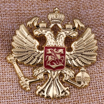 Znak z godłem państwowym Rosji dwugłowy Złoty dwugłowy orzeł