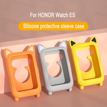 Silikonowy pokrowiec na HONOR Watch ES pokrowiec silikonowy kreskówka zegarek odporny na zarysowania ES akcesoria kot słuchawki etui prezent